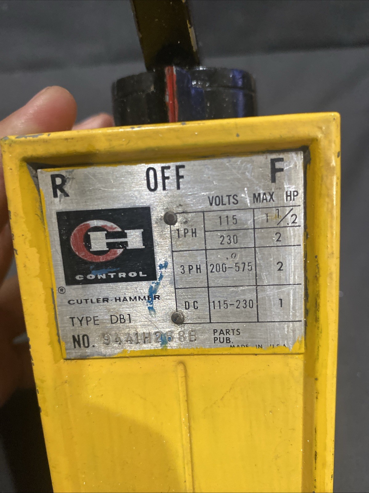 CUTLER HAMMER 9441H268B DRUM SWITCH TYPE DB1 115-230V 1-1/2HP