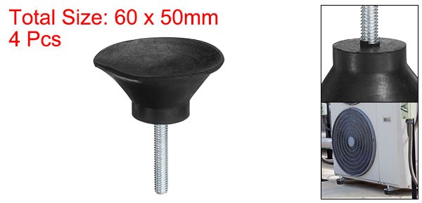 4Pcs Thread Levelling Feet 1.97″x0.98″ with M6x35mm Studs Black
