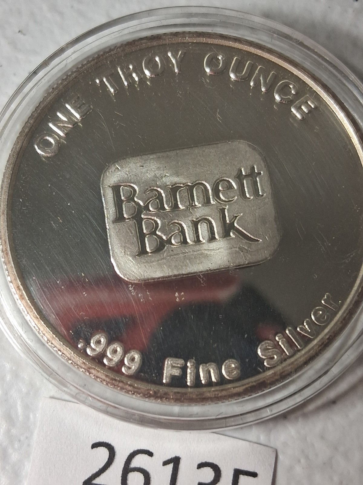 .999 Silver Silver 1 oz Round Barnett Bank W.B. Barnett Founder 1877 bb9