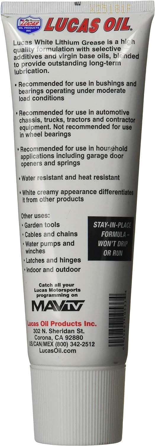 Lucas Oil 10533 White Lithium Grease – 8 oz. Squeeze Tube 8 Ounce
