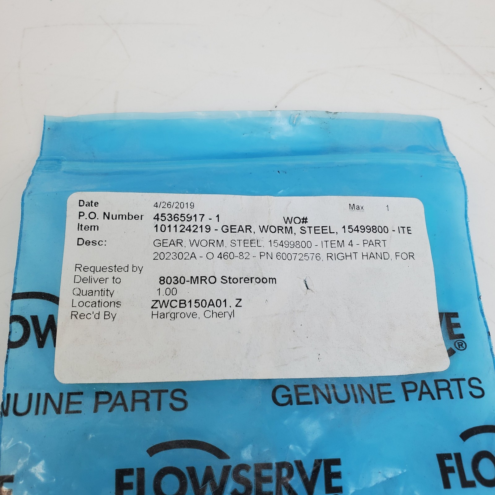 Flowserve 60072576 Driver Gear 300B150BX2 Material 17 Spur Gear