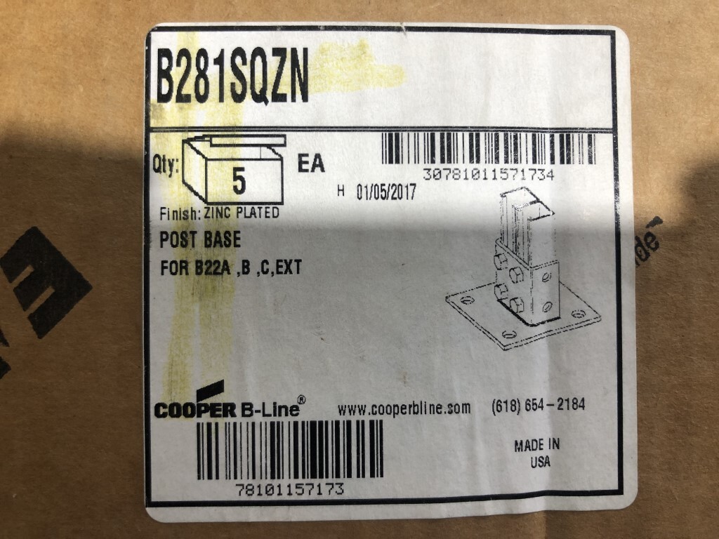 Cooper B-Line B281SQZN *LOT OF 5*