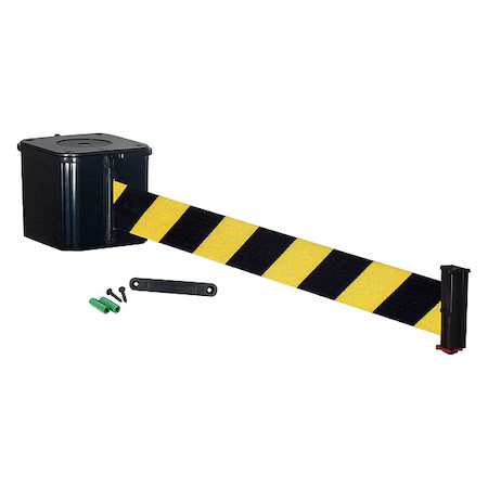 Retracta-Belt Wm412sb30-Byd-Re Wall Barrier, 30Ft Black/Yellow Belt