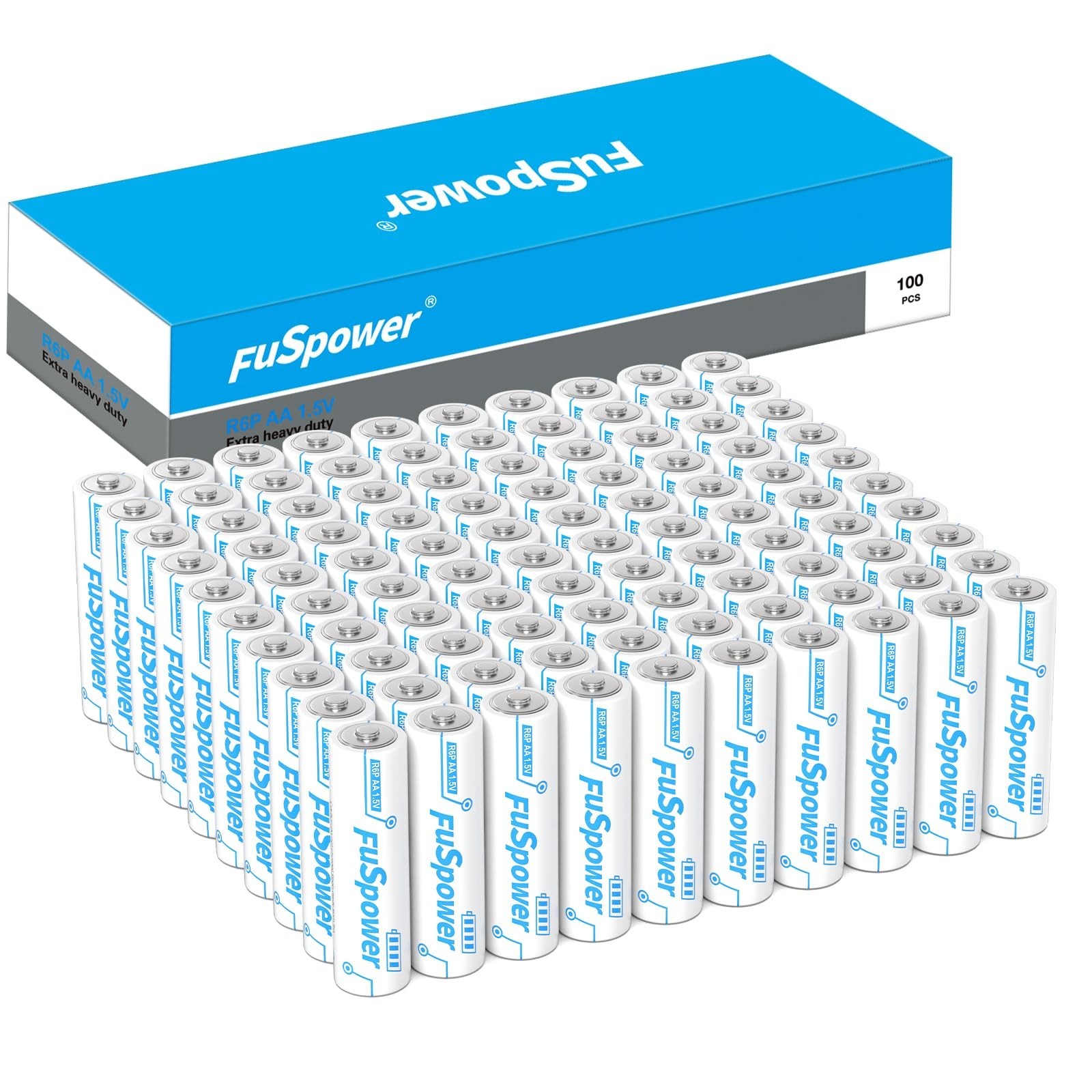 AA Batteries Long Lasting: 1.5V Double AA Batteries 100 Pack – Heavy Duty Car…