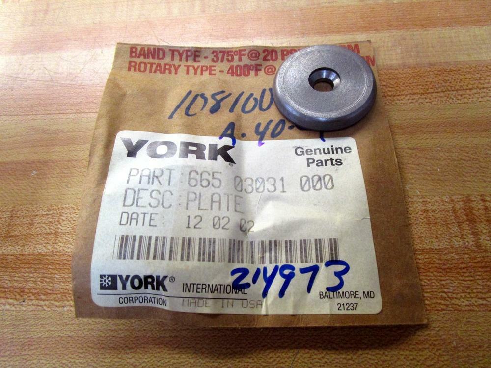 Johnson Controls York 665 03031 000 Valve Plate 66503031000