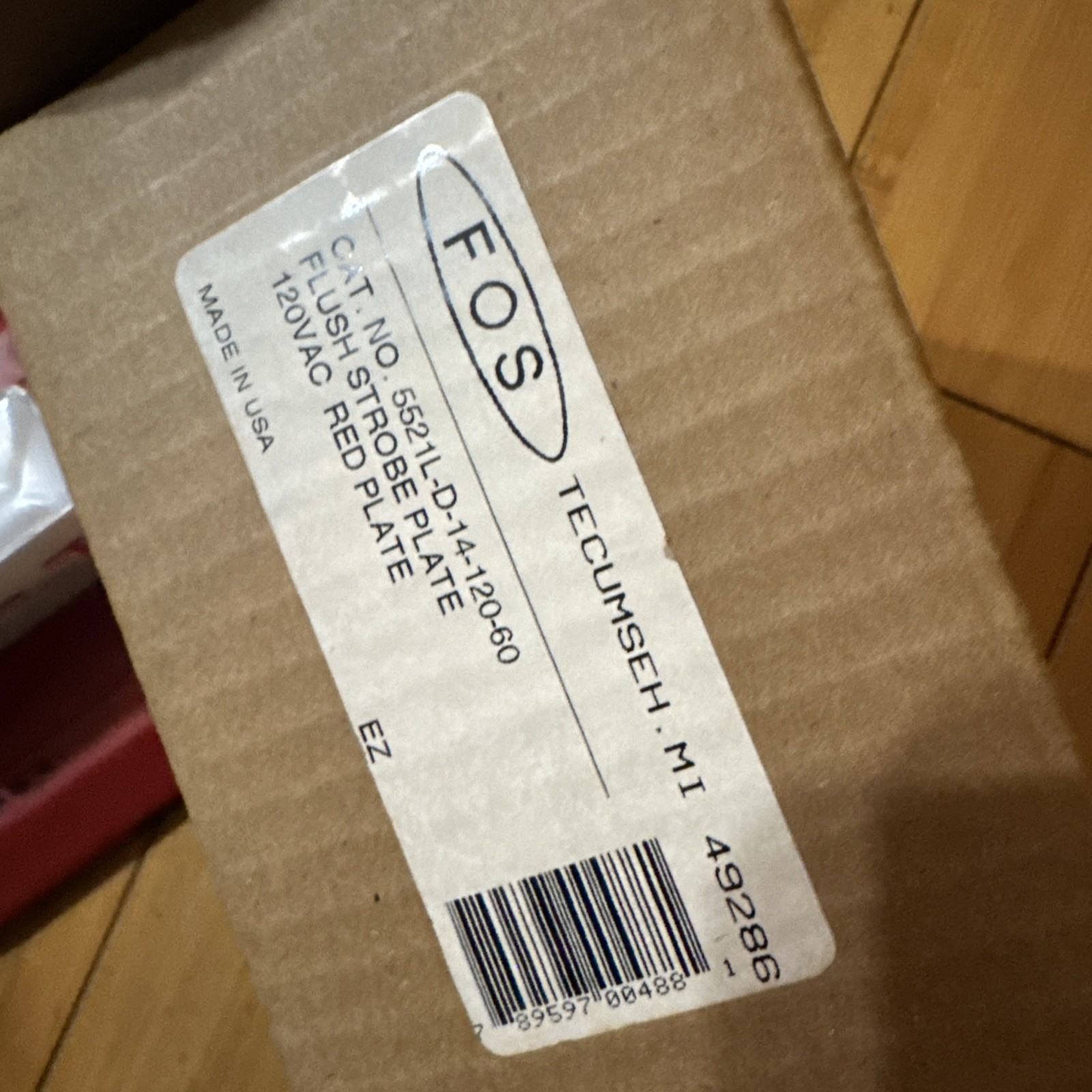 120VAC .096A FOS SIGNALING HORN STROBE FLUSH MOUNT Red Plate 5521D-D-14-120-60