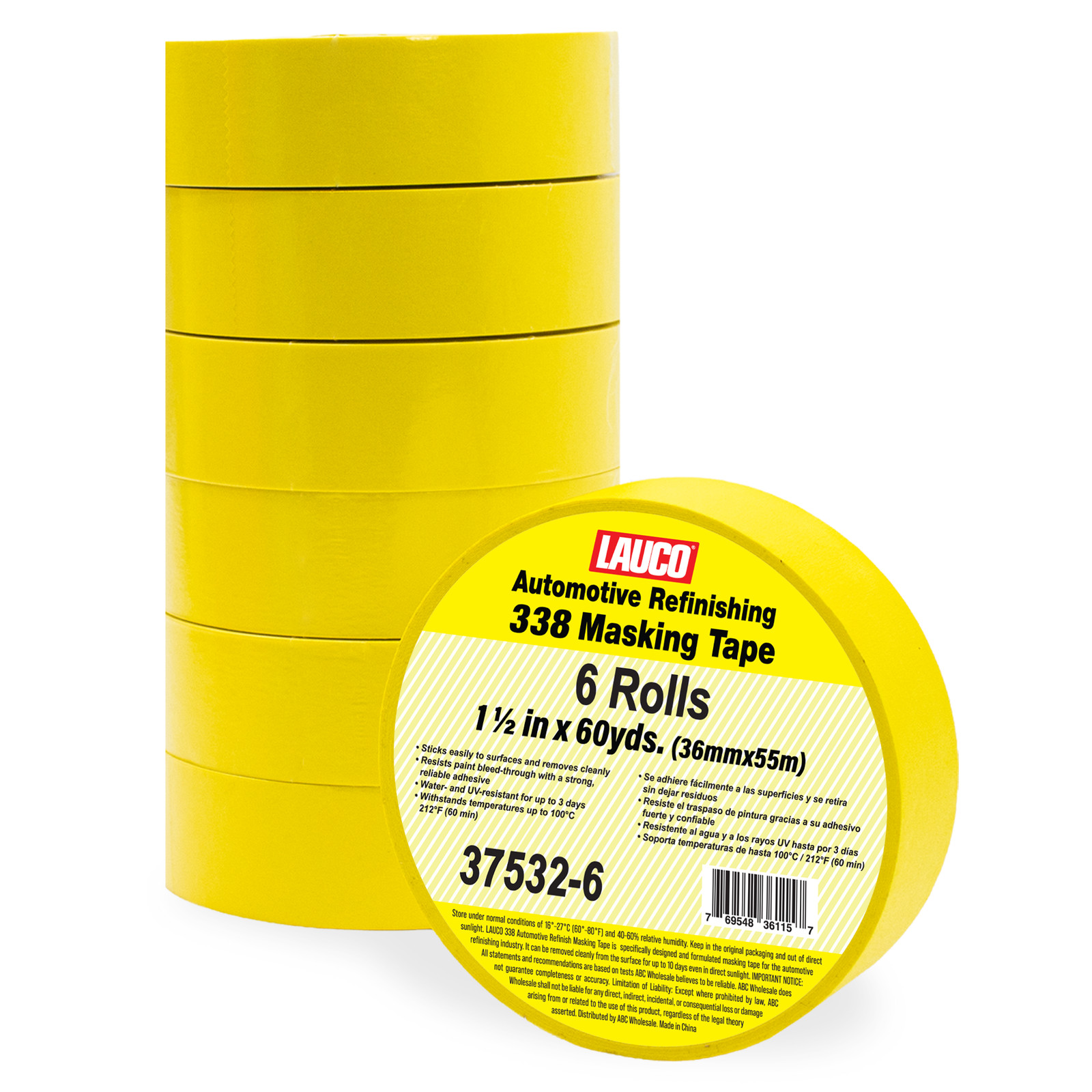 Automotive Masking Tape Yellow Painters Tape for Car Painting(1.4in-6rolls)