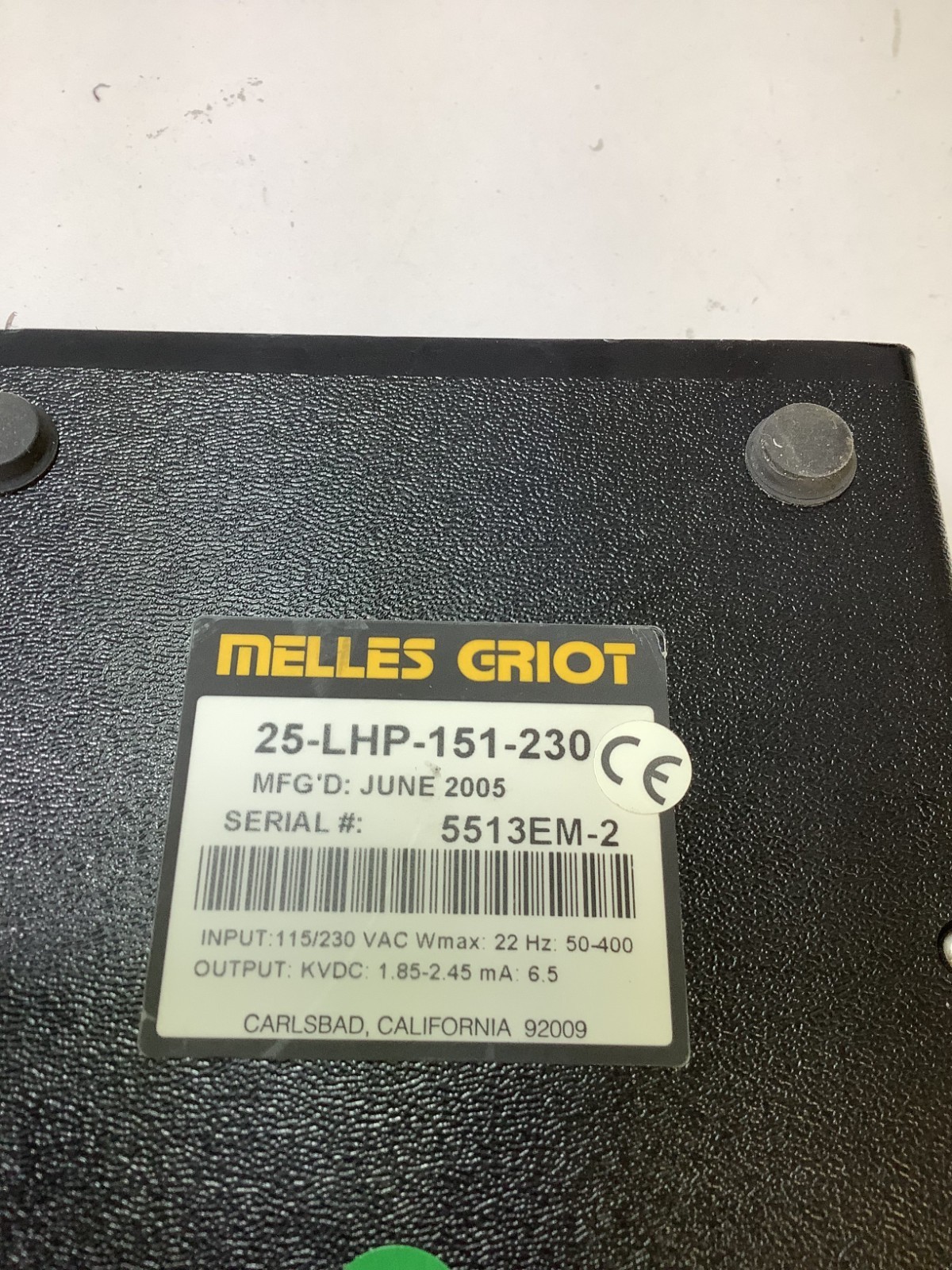 Melles Griot 25-LHP-151-230 Laser Power Supply Unit, L2C