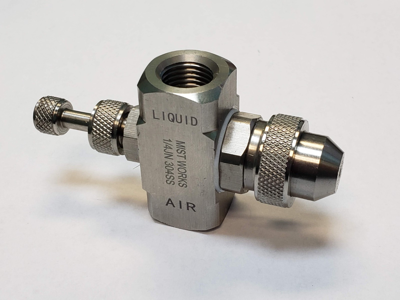 Air Atomizing Nozzle SS 1/4″ Adjustable Misting PRESSURE Round Spray 2 pk