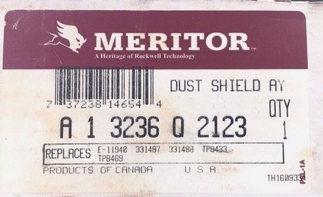 Meritor A13236Q2123 Axle Hydraulic Brake Dust Shield AY 18-1/8 Odx10-1/8