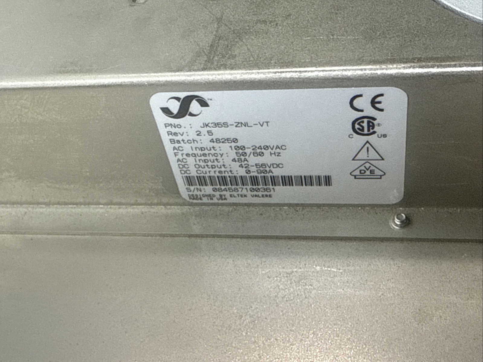 ELTEK JK35S-ZNL-VT Power Shelf