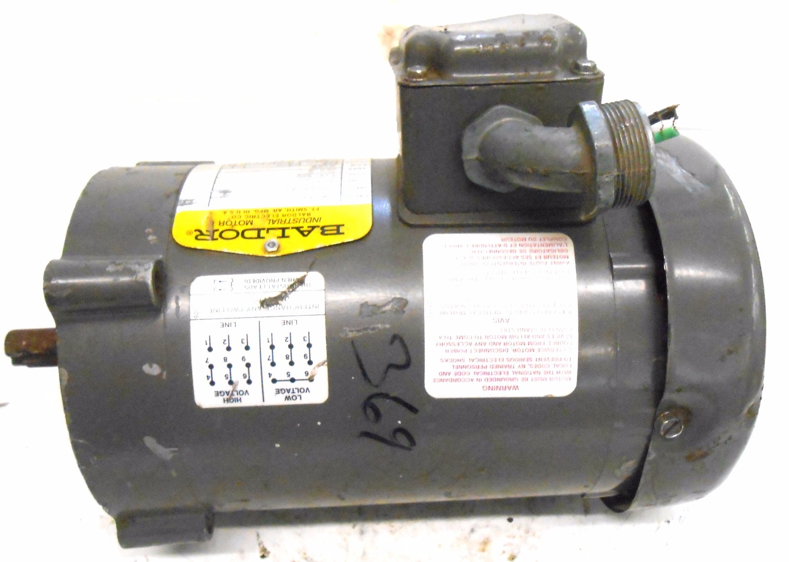BALDOR INDUSTRIAL MOTOR, VM3542, 34A63-883, 3/4 HP, 230/460 VOLTS, 3/1.5 AMPS