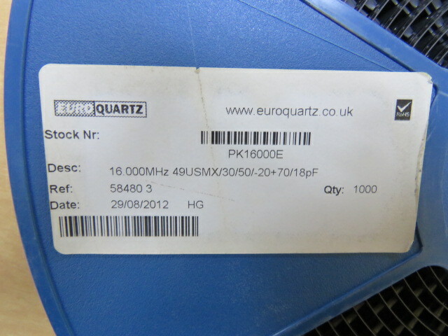 EUROQUARTZ 49USMX-16.000-35218 Qty of 100 per Lot QUARTZ 16.000MHz HC49