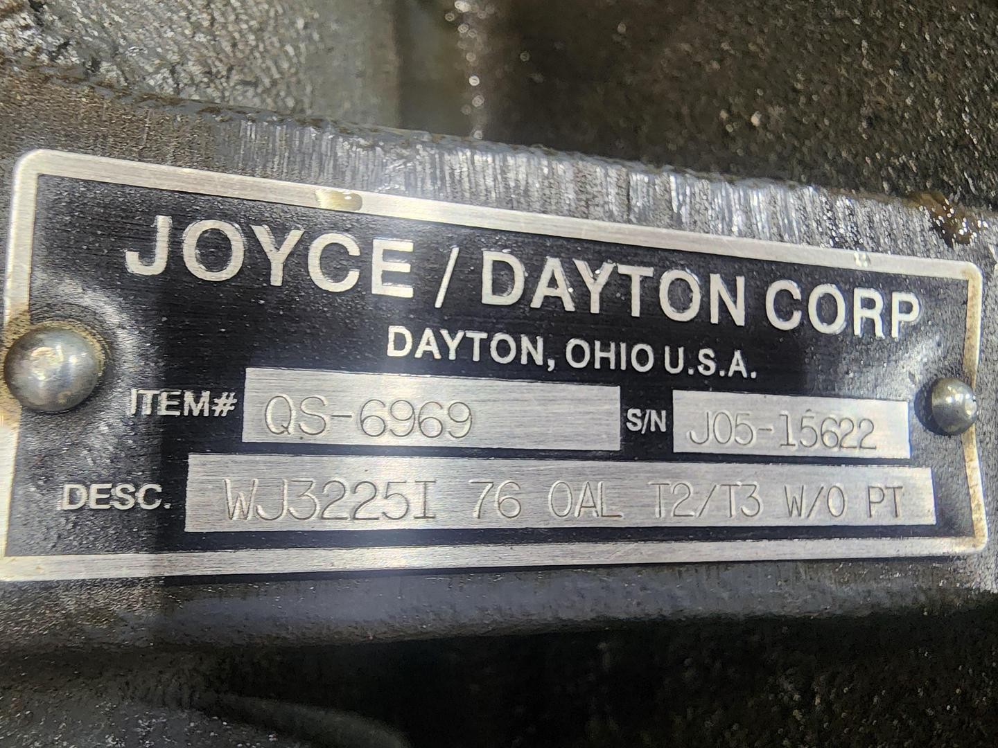 Joyce / Dayton Item# QS-6969 WJ3225I 76″ OAL T2/T3 W/0 PT *See Description*
