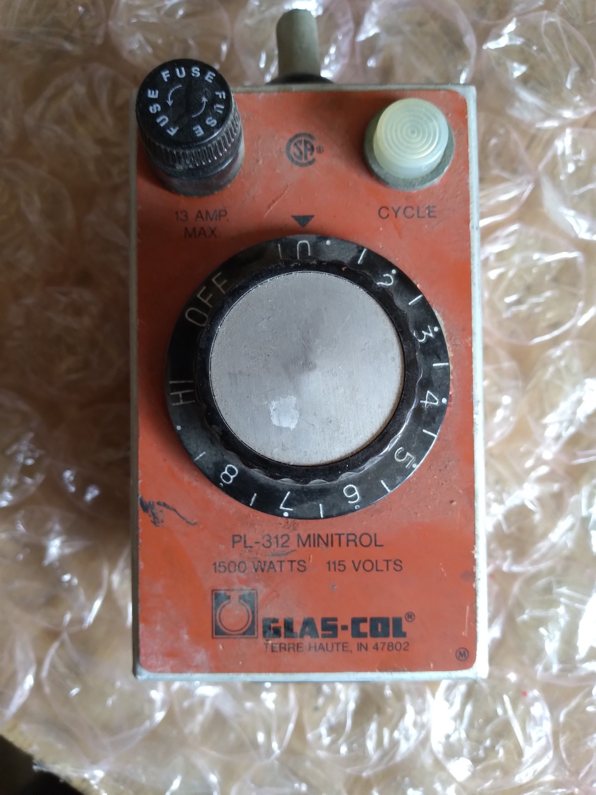 GLAS-COL 318009 PL-312 MINITROL 1500 WATTS 115 VOLTS 13 AMP MAX.