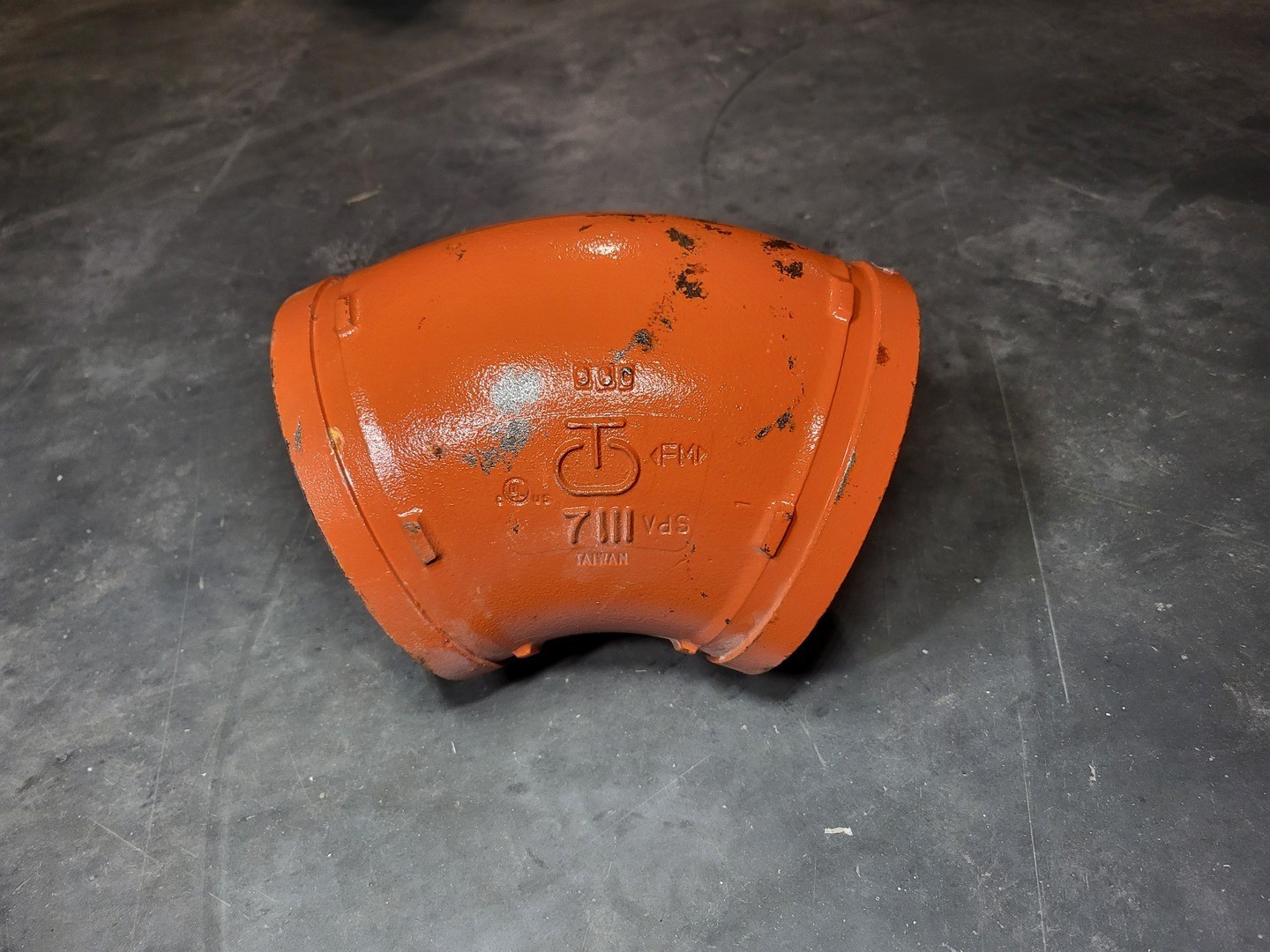SURPLUS NEW SHURJOINT 7111 6″ Grooved 45° Elbow Fitting, Ptd. Orange – Parts