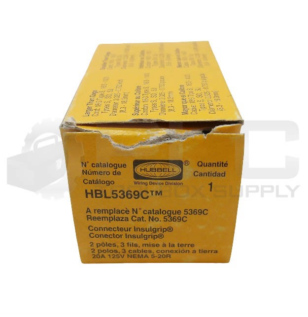 NEW HUBBELL HBL5369C CONNECTOR 2P 20A 125V *READ*