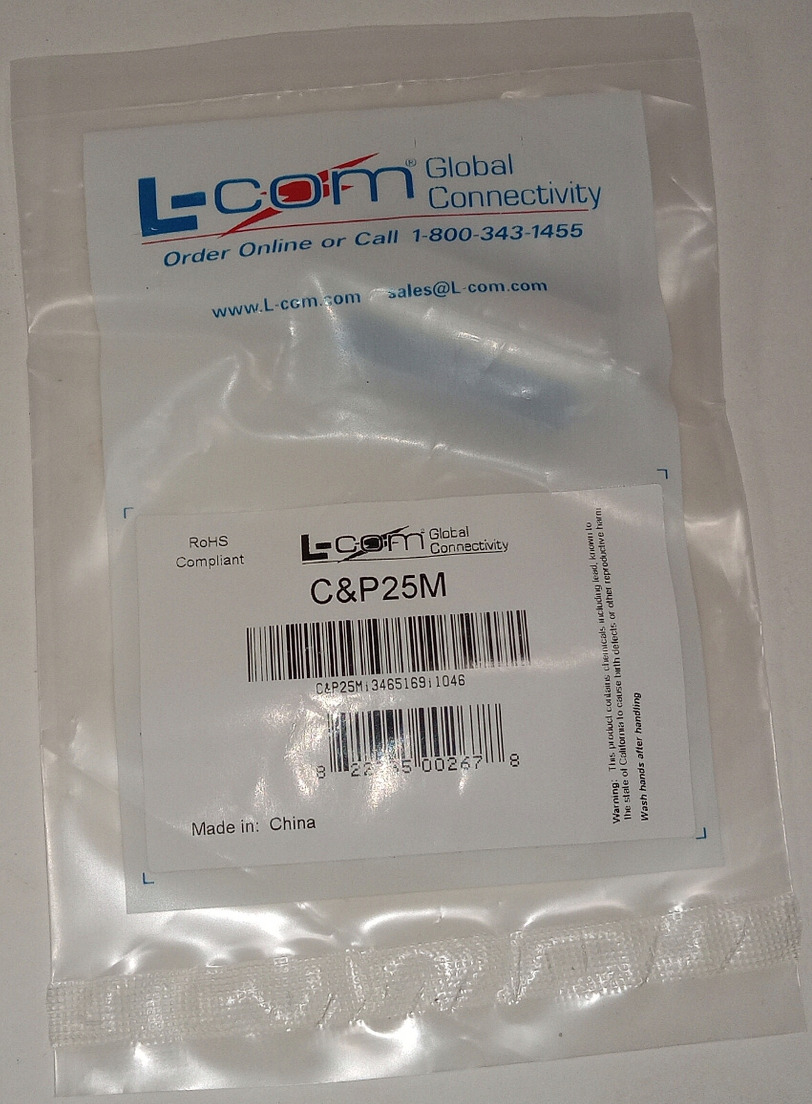 1 NEW L-COM C&P25M INSERTION TYPE D-SUB CONNECTOR NNB ***MAKE OFFER***