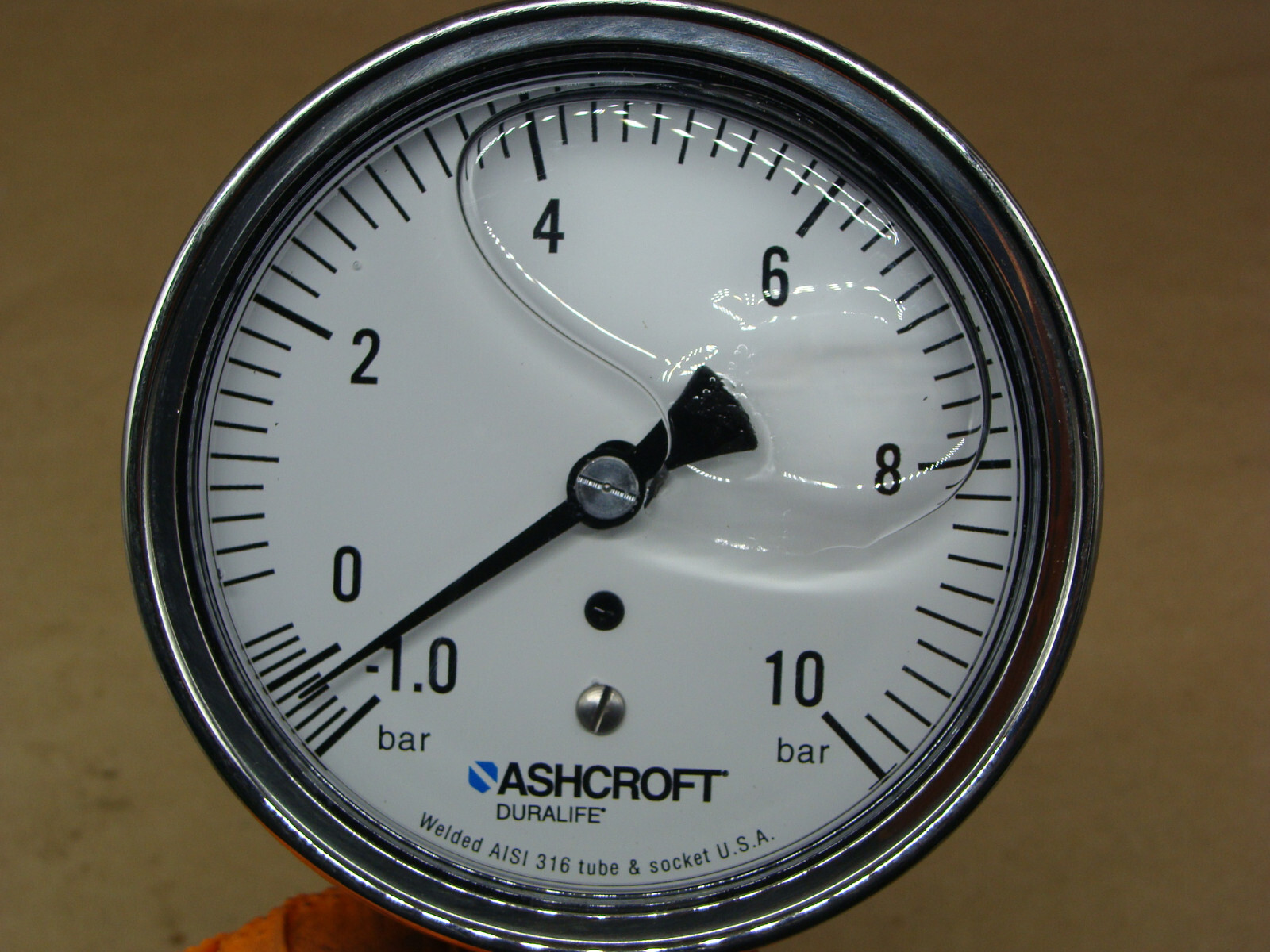 LOT OF 3 ASHCROFT DURALIFE FILLED GAUGES AISI 316 TUBE / SKT -1.0 BAR TO 10 BAR