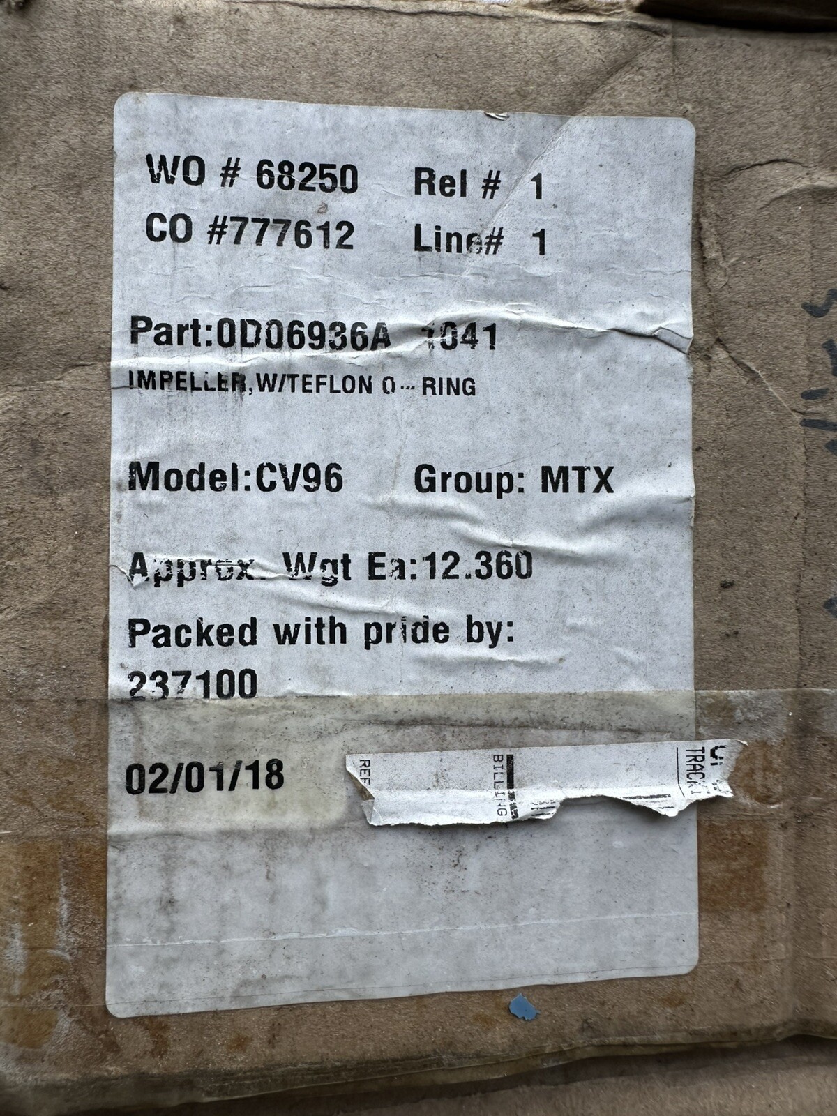 GOULDS PUMP OD06936A PUMP IMPELLER MODEL CV96 MTX 2X2-10”