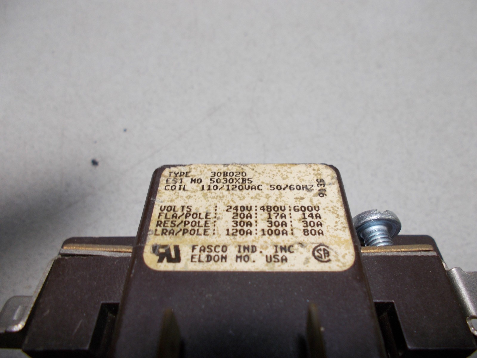 Fasco Type 30B020 Magnetic Contactor Coil 5030XB5 *FREE SHIPPING*