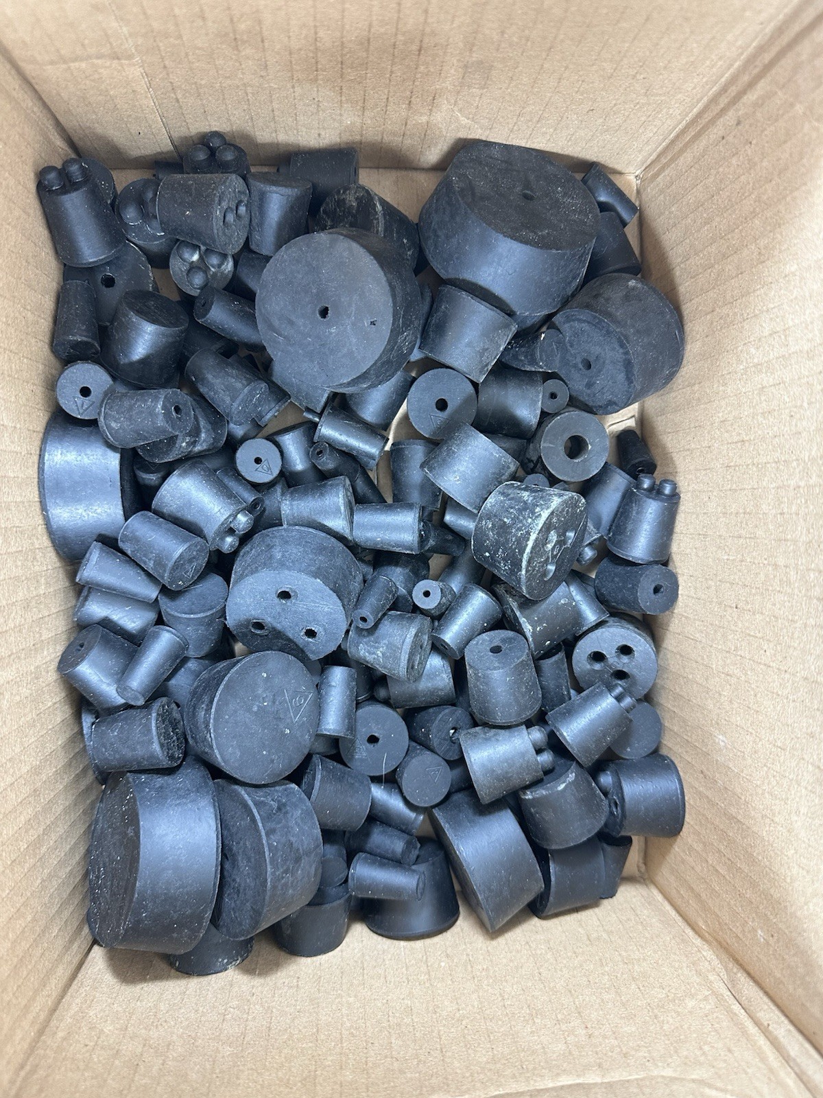 Assorted Laboratory Stoppers Rubber Black Tapered Plugs Lot Of 150+