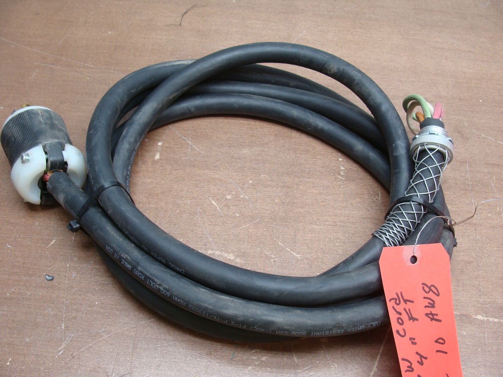 CAROL SUPER VU-TRON S00W 5/C 10AWG POWER CORD 11′ 4″ LENGTH W/HBL2811 PLUG