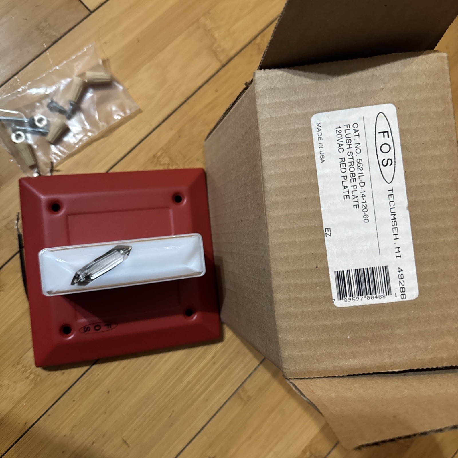 120VAC .096A FOS SIGNALING HORN STROBE FLUSH MOUNT Red Plate 5521D-D-14-120-60