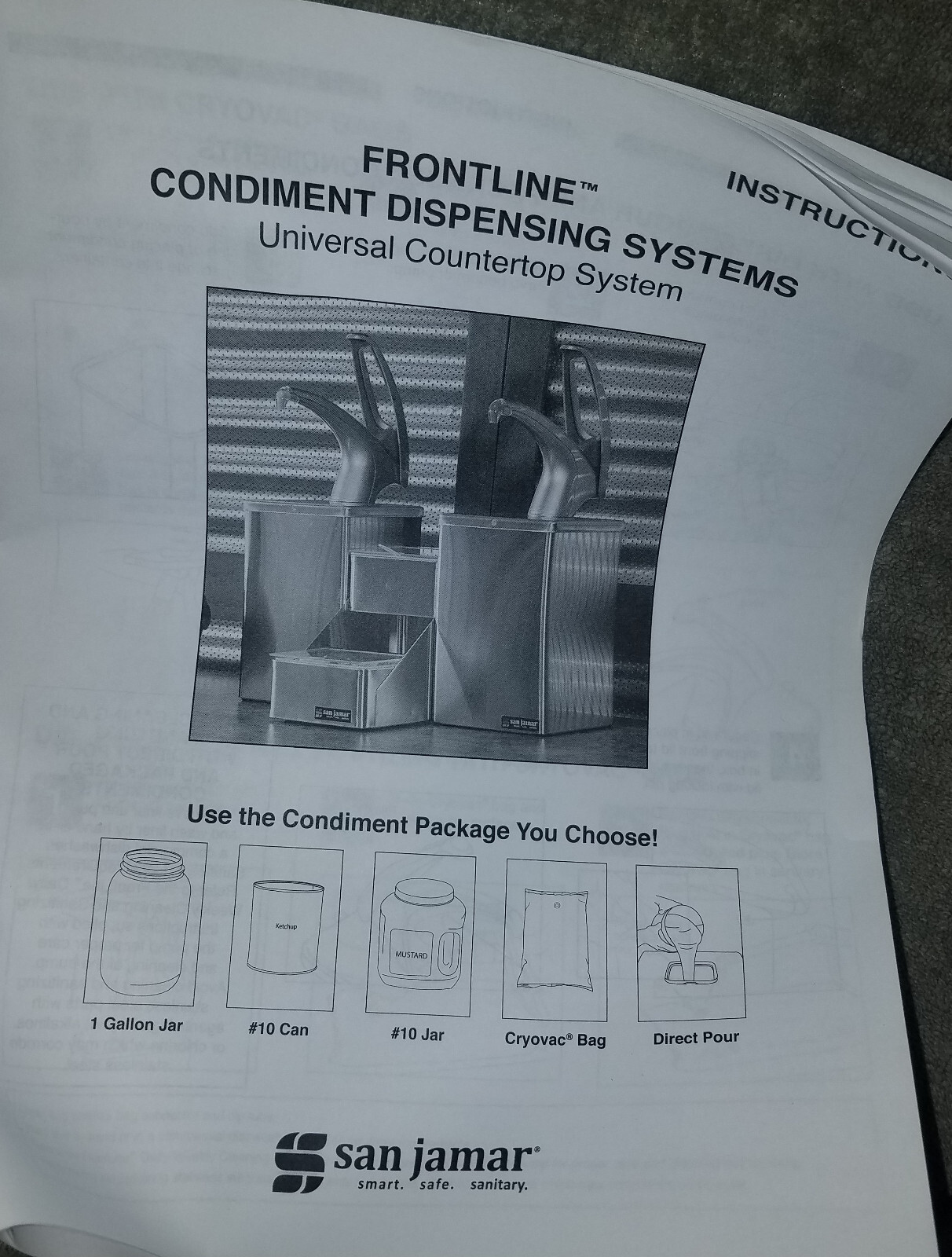 San Jamar Frontline Condiment Dispensing System Soft-Touch Black(see pictures).