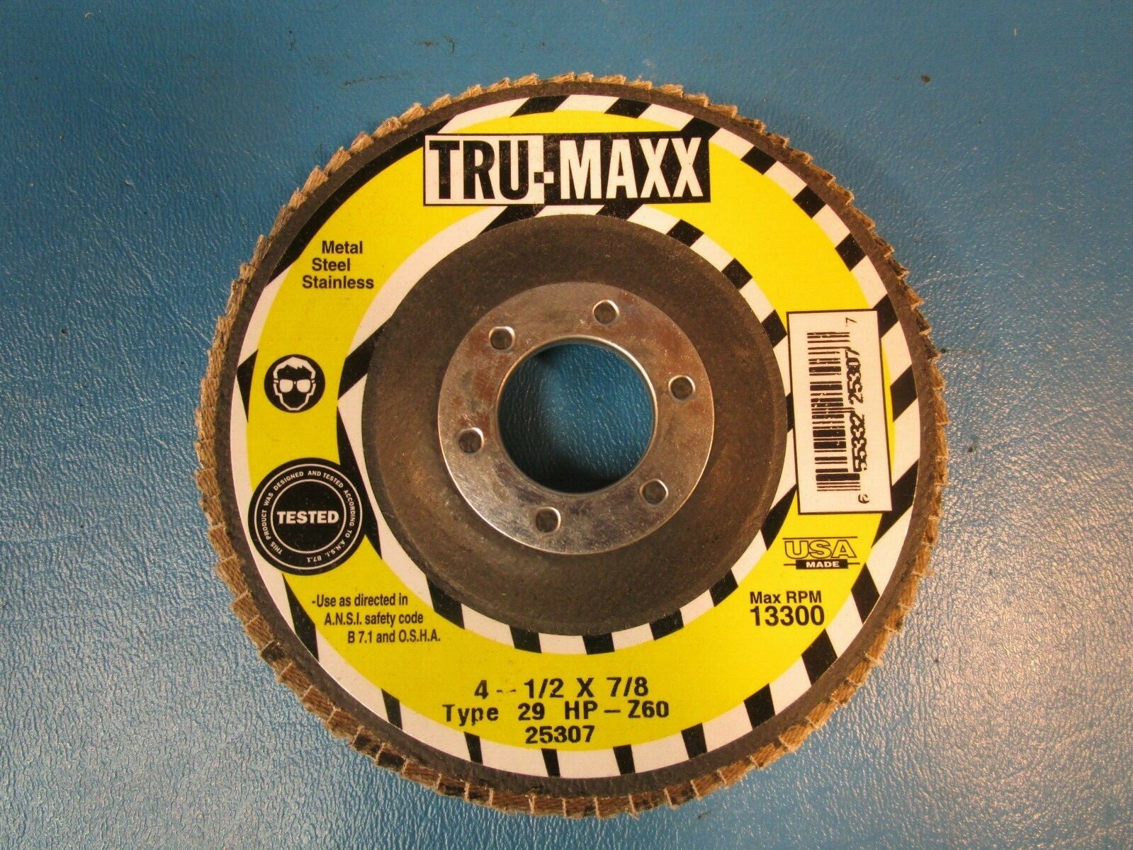 Box of 9 Tru Maxx 25307 Flap Disc, 4 1/2″ OD, 7/8″ ID, Type 29 Zirconia Alumina