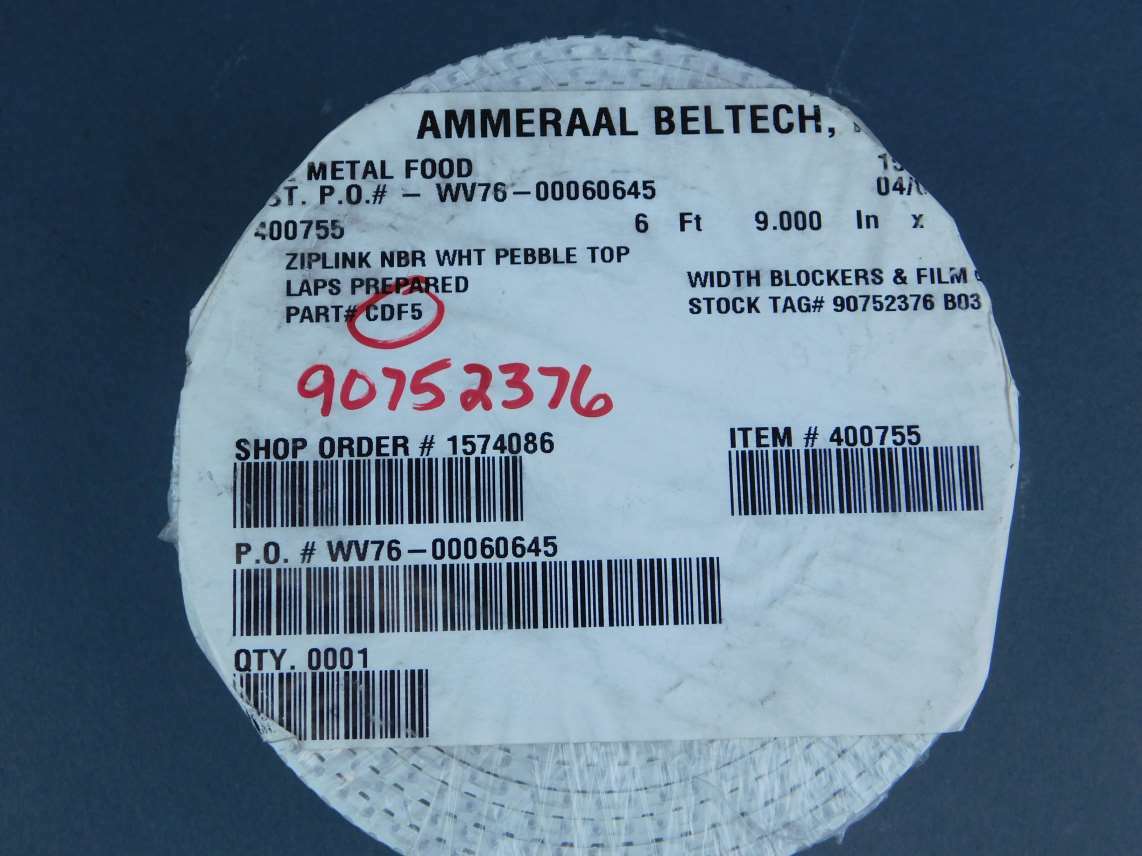 Ammeraal Beltech 6′ 9″ x 2″ Ziplink NBR White Pebble Top Conveyor Belt PDRS4 …