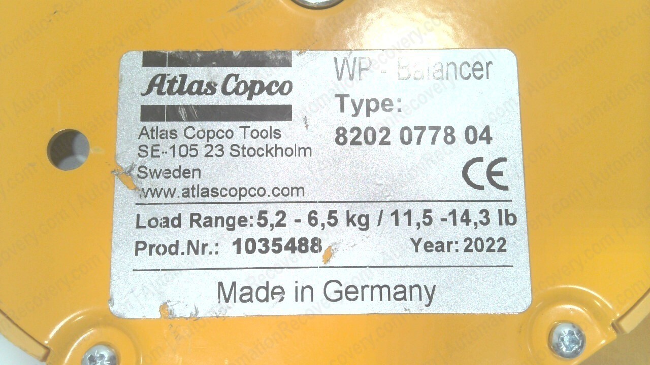 ATLAS COPCO 8202 0778 04 WEIGHTLESS POSITIONING BALANCER #338421