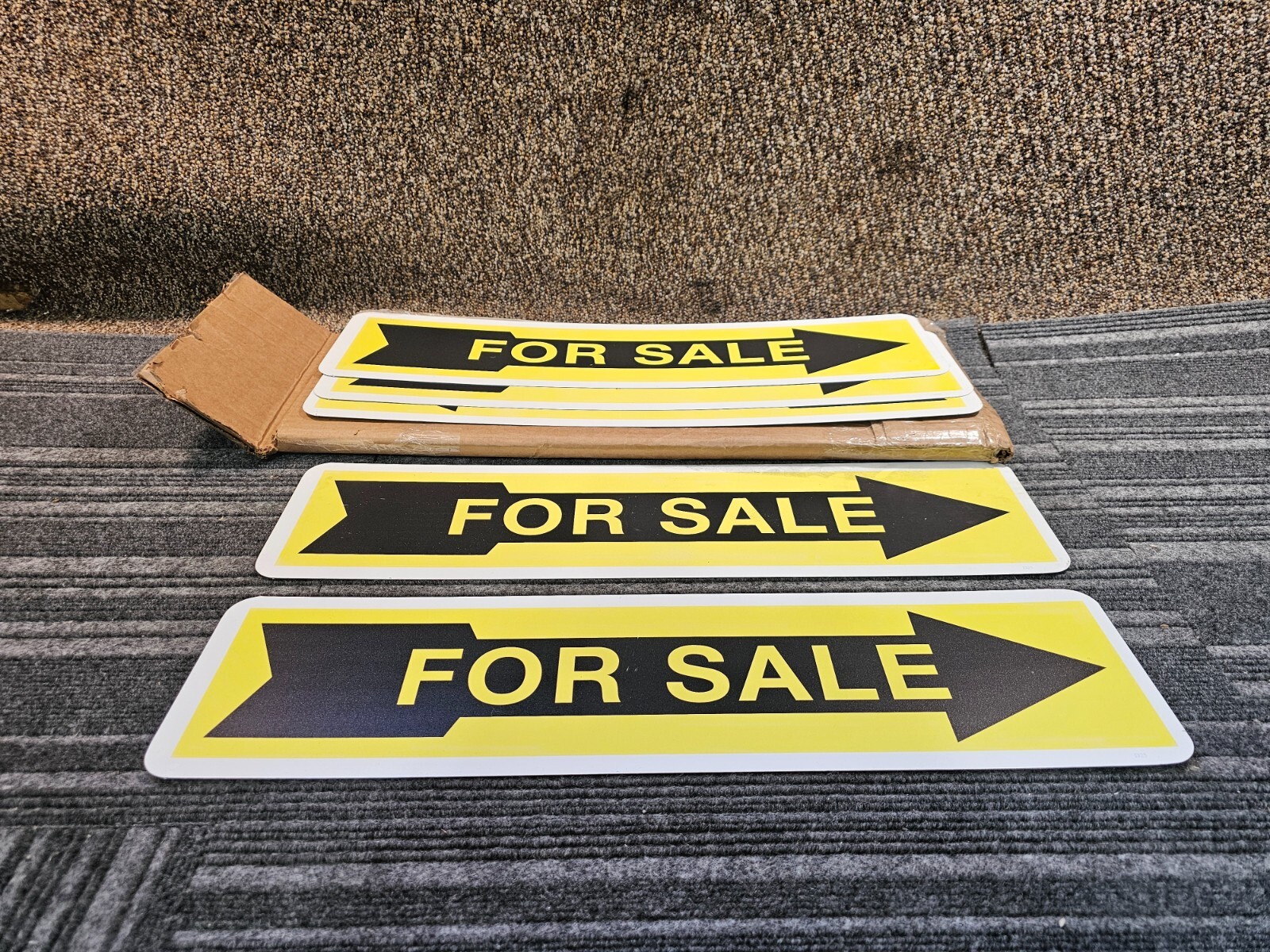 (QTY 5) Aluminum Metal Sign 24-inch L x 6-inch W Black & Yellow For Sale Signage