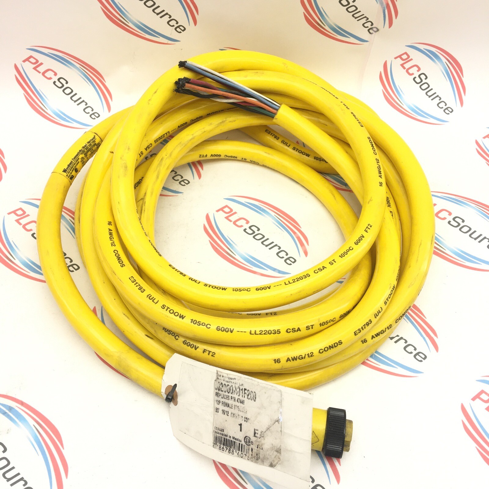 DANIEL WOODHEAD 302000A01F200 20’ CONNECTOR CABLE 12P F Straight to Flying