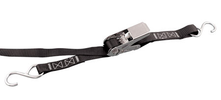 STAINLESS RATCHET ASSEMBLY TIE DOWN WITH S HOOKS, BLACK 1″X12″X5′, 304/316