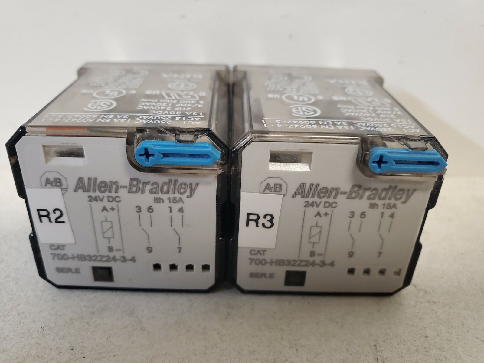 LOT OF (2) GOOD USED! ALLEN-BRADLEY 24VDC GENERAL PURPOSE RELAYS 700-HB32Z24-3-4