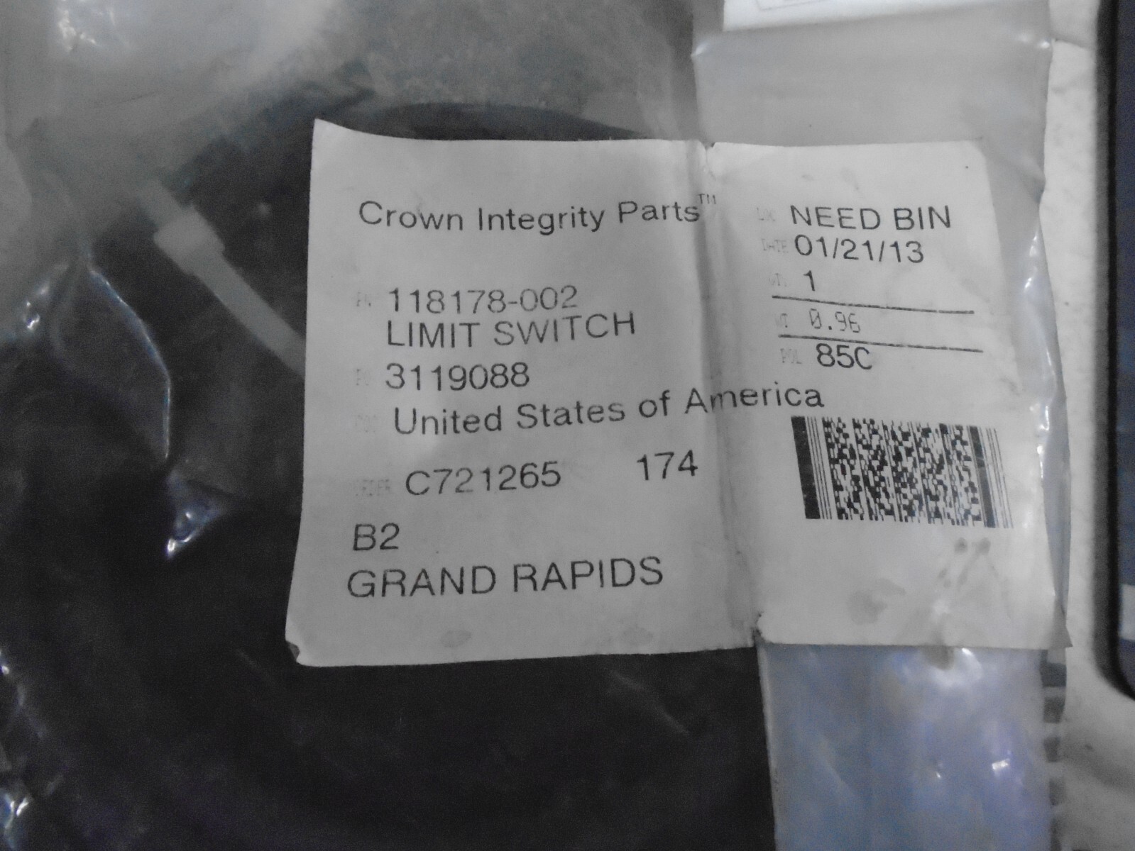 NEW Crown Integrity Parts 118178-002 Limit Switch