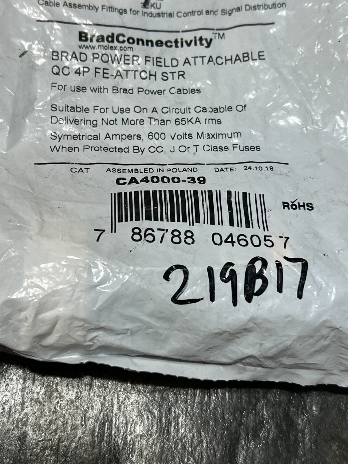 brad ca4000-39 nos poor packaging