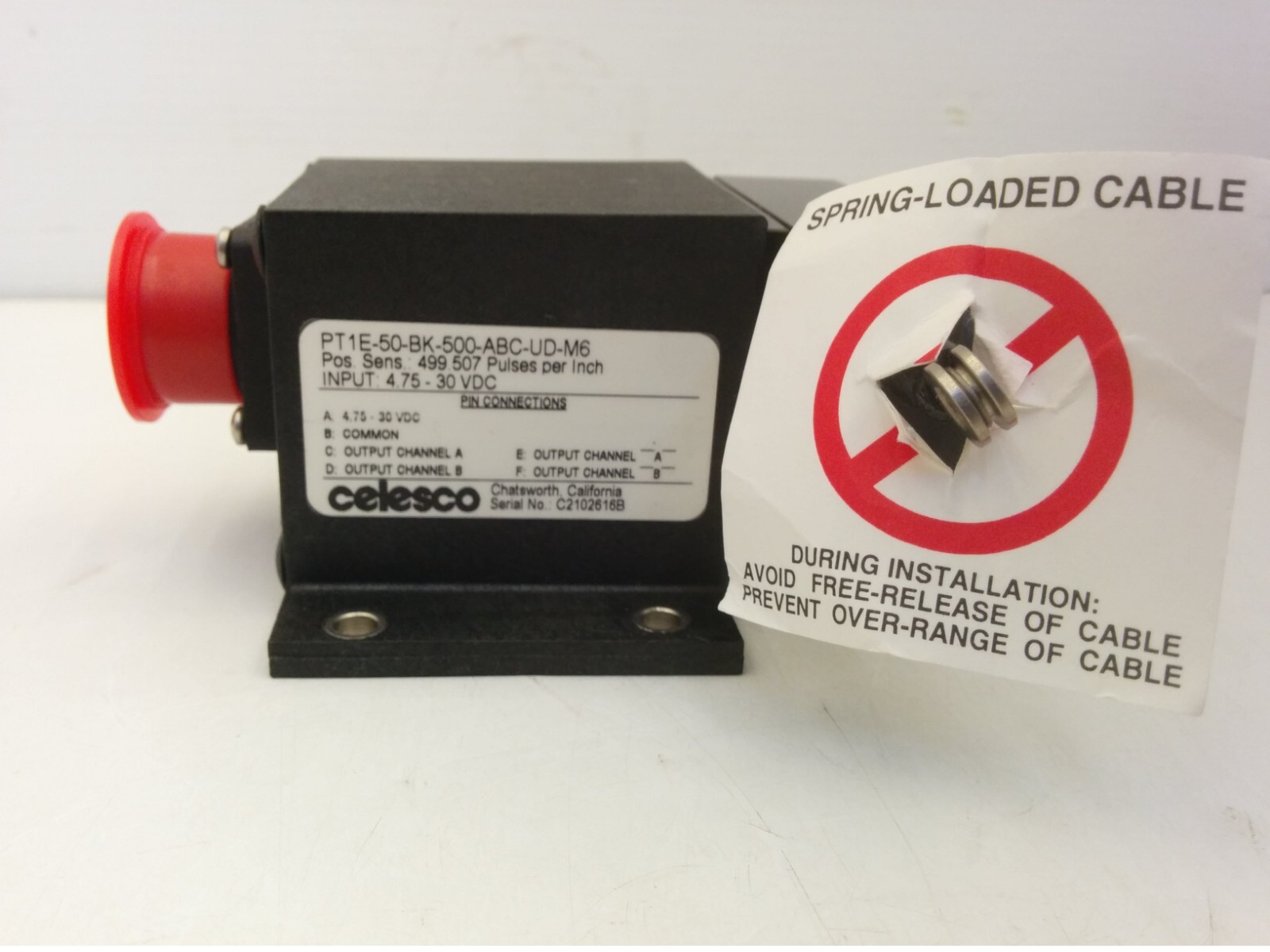CELESCO PT1E-50-BK-500-ABC-UD-M6 INCREMENTAL ENCODER, 4.75-30VDC, NNB