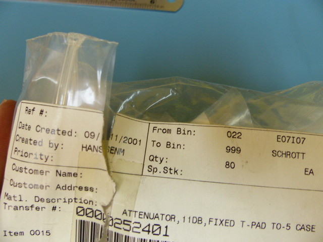 Scientific Atlanta 229977 Qty of 20 per Lot 11dB Attenuator TO5 FIXED 80MHZ