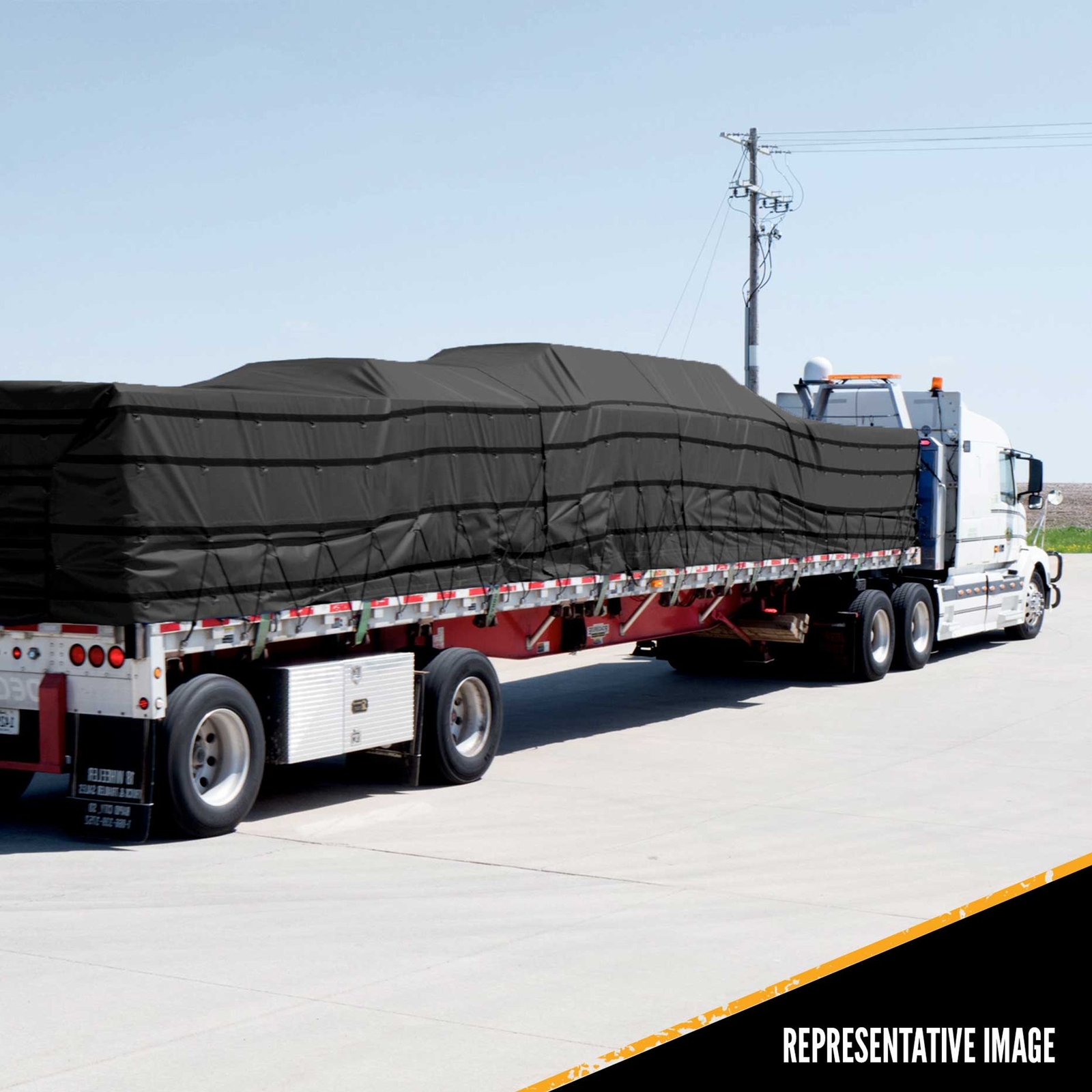 USCC Lightweight Lumber Tarp – 24′ X 18′ w/8′ Drop and Flap – 14oz Black Tarp