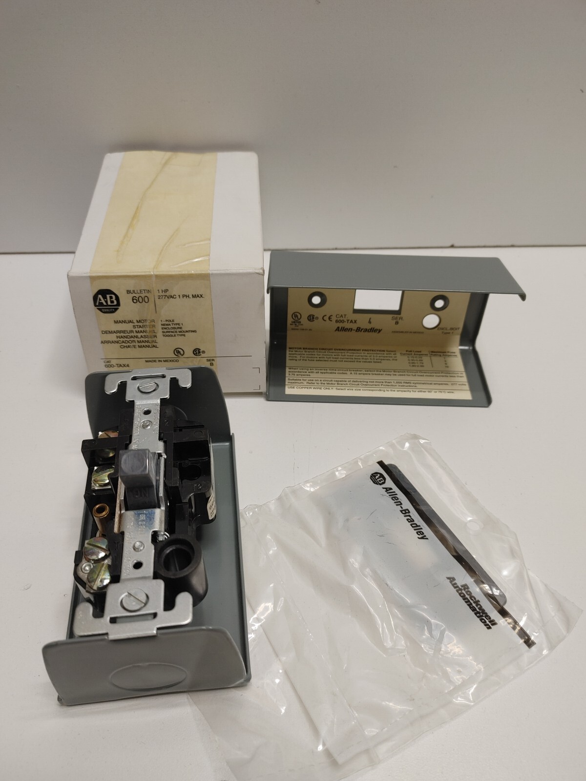 NEW OLD STOCK! ALLEN-BRADLEY 230-277V 1HP MANUAL TOGGLE STARTING SWITCH 600-TAX4