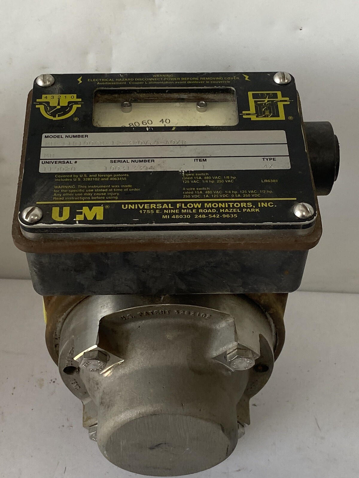 Ufm mn-iib1oogm-12-320v .9-a0xr FLOW MONITOR Type 4x