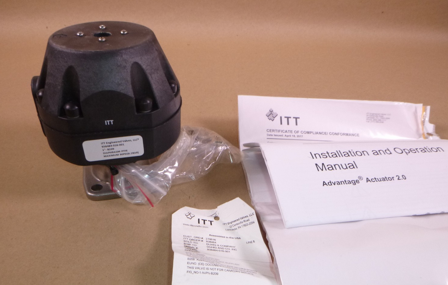1″ ITT Pneumatic Actuator 90psi B209 Part Number 1-N-PN-B209