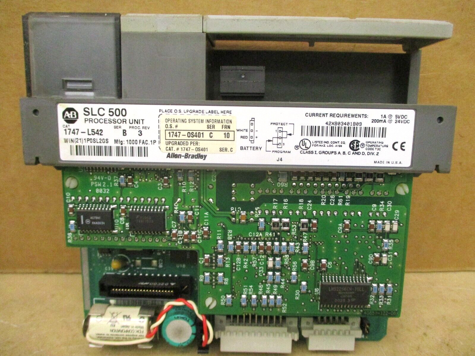 Allen-Bradley SLC 500 1746-P3 Ser A SLC 5/04 CPU 1747-L542 48663GN