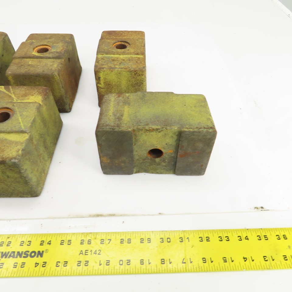 6 Lx3-1/2Wx 3-1/4″ H Cast Iron Machine Foot Pad Targets W/0.808″ Thru Hole Lot/6