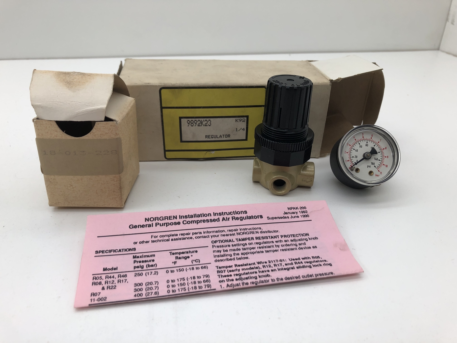 NORGREN 9892K23 COMPRESSED AIR REGULATOR