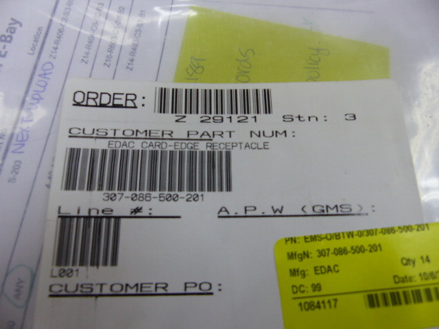 EDAC 307-086-500-201 Qty of 2 per Lot CARDEDGE LO PRO 86POS .156 GRN EDAC