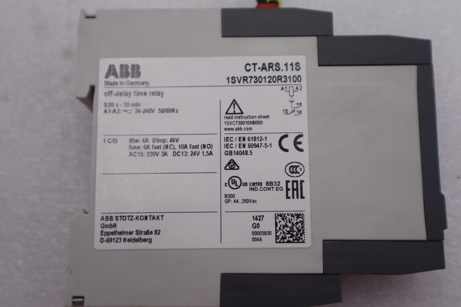 NEW ASEA BROWN BOVERI ABB CT-ARS.11S / CTARS11S STOCK K-1627