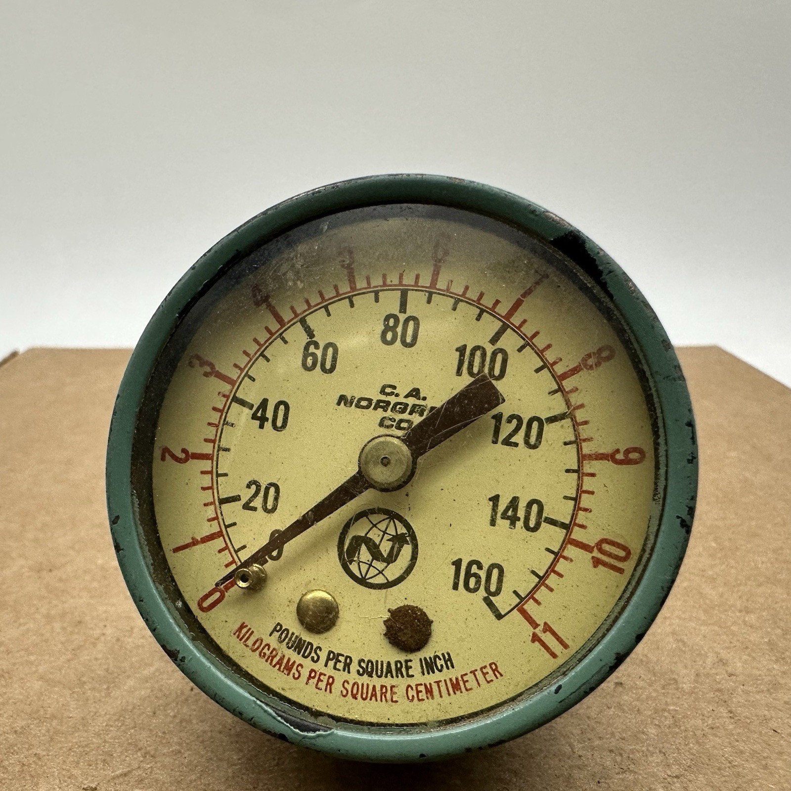 Vintage C.A. Norgren Co. Pressure Gauge 0-160 Psi 0-11 Kg/cm2 Made USA